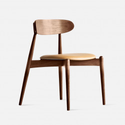 Elbow Round Chair, Grade A cow leather, Natural Walnut [Display x2]