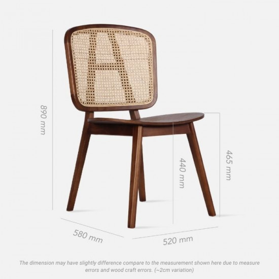 [SALE] Willow Rattan Dining Chair W52, Natural Ash