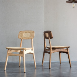 [SALE] ALYA Rattan Wooden Dining Chair, Walnut Brown