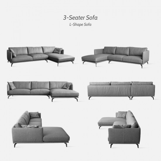 KUMA Leather Sofa, L-Shape, L254-L284