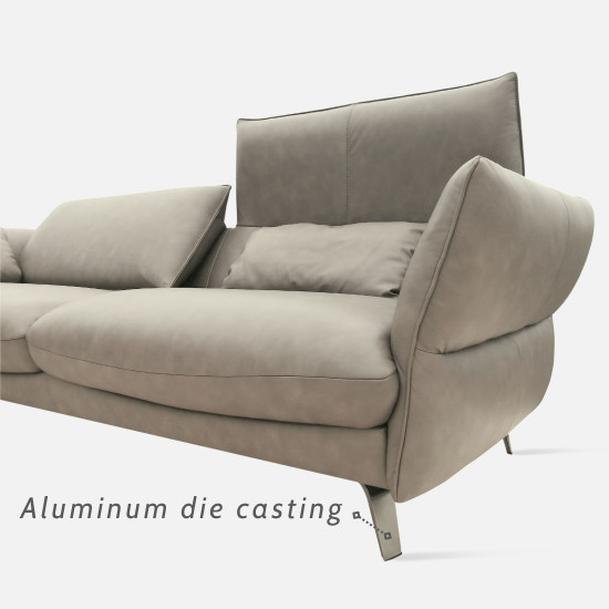 Boston Recliner Sofa, L178, Semi Aniline Leather, Grey375 G25 (half leather) 