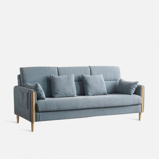 Macaron Sofa II, Oak with Light Grey Fabric