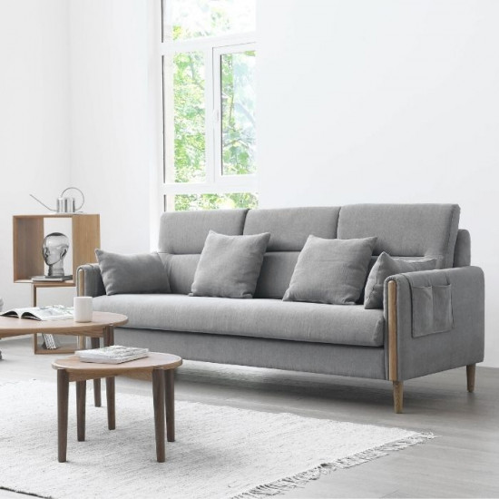 Macaron Sofa II, Oak with Light Grey Fabric Macaron Sofa II, Oak with Light Grey Fabric
