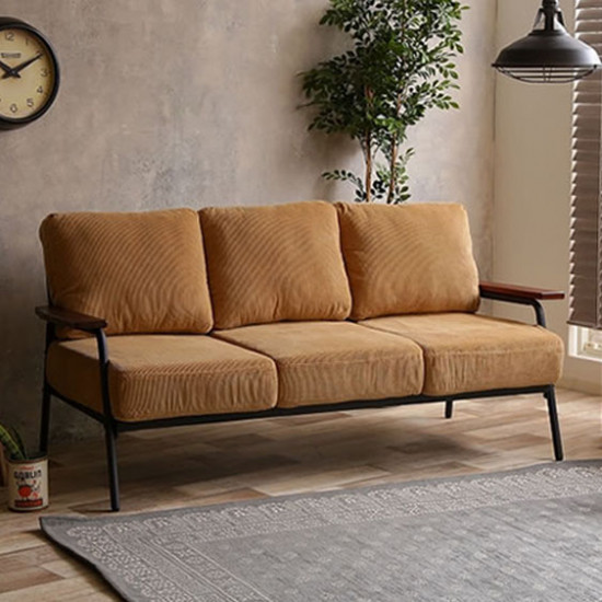 Industrial Metal Sofa 2S, Army Green, Corduroy