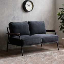 [SALE] Industrial Metal Sofa 3S, Navy Corduroy