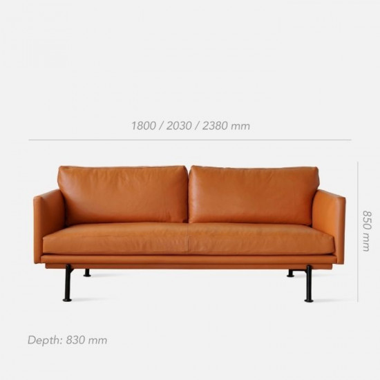 Nadine Leather Sofa, L180-L238, Dark Brown, Custom