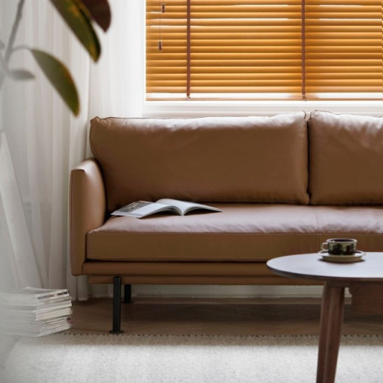 Nadine Leather Sofa, L180-L238, Dark Brown, Custom Nadine Leather Sofa, L180-L238, Dark Brown, Custom