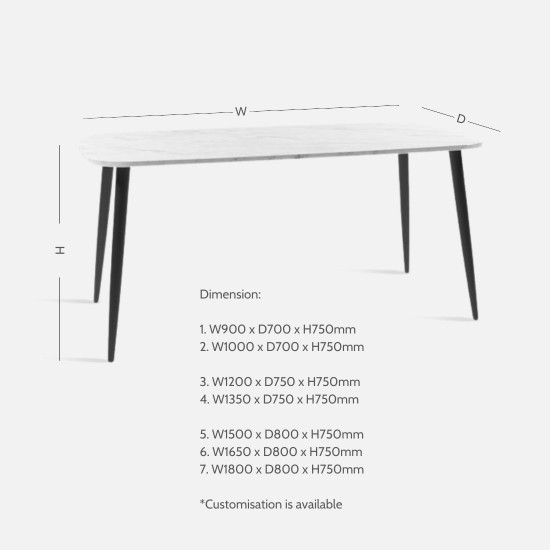 IND Dining Table, metal leg