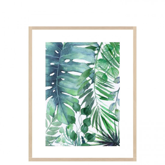 Tropical Leaves, Large, Ash Wood Framed