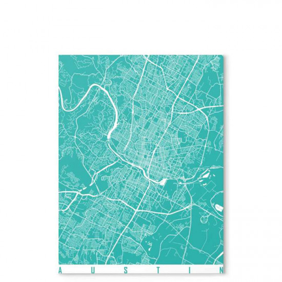 Austin map turquoise - Canvas Medium [In-Stock]