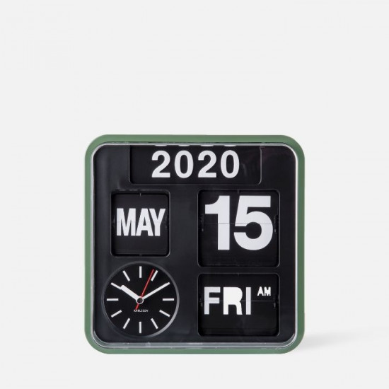Wall clock Mini Flip green casing, black dial