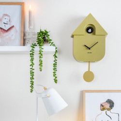 8GR Wall clock Modern Cuckoo, Olive Green