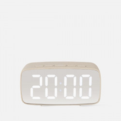 Alarm Clock Mirror LED Oval, Warm grey