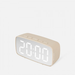 Alarm Clock Mirror LED Oval, Warm grey