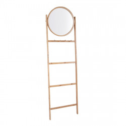 Wall Rack Bamboo with Round Mirror