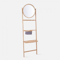 Wall Rack Bamboo with Round Mirror [Display]