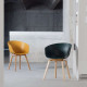 U Shape Armchair, W61, Yellow ABS with Wooden Legs