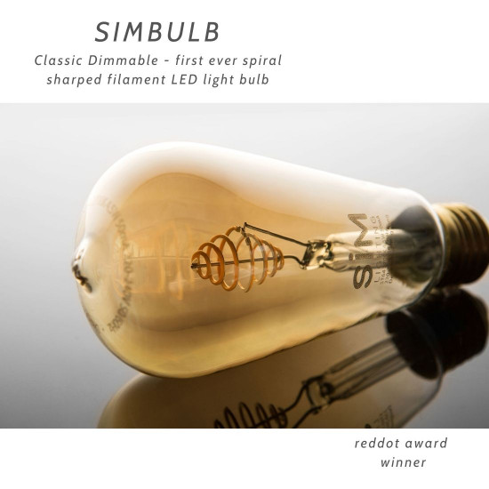 SIMBULB decorative LED spiral filament dimmable bulb, Amber