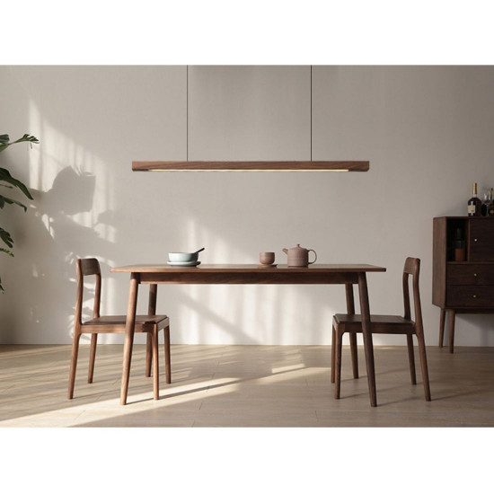 Linear LED Adjustable Natural Walnut Wood Pendant, L120