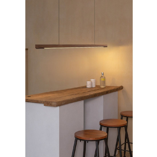 Linear LED Natural Walnut Wood Pendant, Non-Adjustable, L150 [In-Stock] 