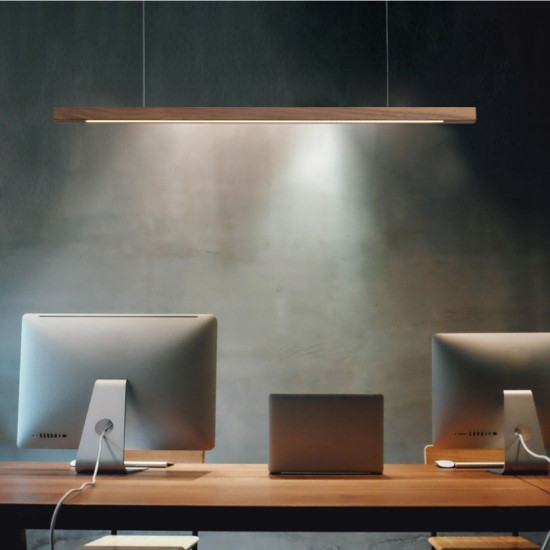 Linear LED Natural Walnut Wood Pendant, Non-Adjustable, L150 [In-Stock] 