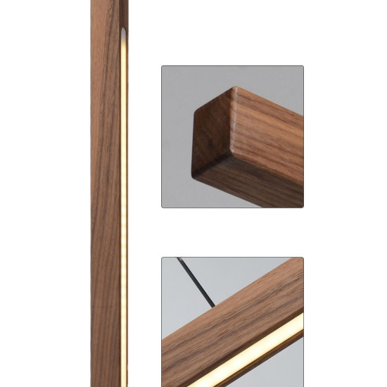 Linear LED Adjustable Natural Walnut Wood Pendant, L120