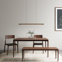 Linear LED Adjustable Natural Walnut Wood Pendant, L120