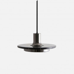 COMLY White Marble Round Pendant with Brass, Black