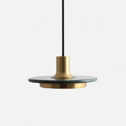 [DISPLAY] COMLY White Marble Round Pendant with Brass, Green