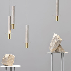 COMLY White Terrazzo Hanging Pole with Brass
