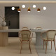 Walnut Brass Chandelier, 7 bulbs, Adjustable LED