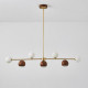 Walnut Brass Chandelier, 7 bulbs, Adjustable LED