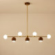 Walnut Brass Chandelier, 7 bulbs, Adjustable LED 