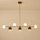 Walnut Brass Chandelier, 7 bulbs, Adjustable LED