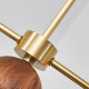 Walnut Brass Chandelier, 7 bulbs, Adjustable LED