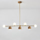 Walnut Brass Chandelier, 7 bulbs, Adjustable LED