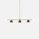 Walnut Brass Chandelier, 7 bulbs, Adjustable LED