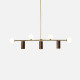 Walnut Brass Chandelier, 7 bulbs, Adjustable LED 