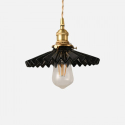 COMLY Pleated Ceramics Pendant, Black
