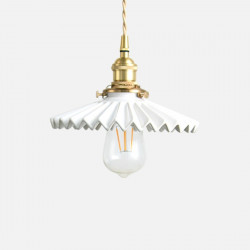 COMLY Pleated Ceramics Pendant, White