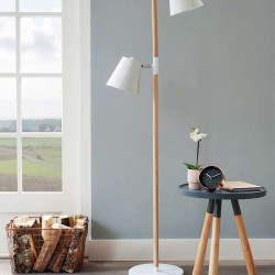 Rubi Floor Lamp, white with wood