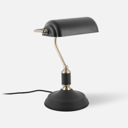 Table lamp Bank Iron Black W. Antique Gold [Display]