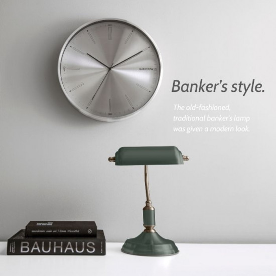 Table lamp Bank Iron Green w. Antique Gold [DISPLAY Left]