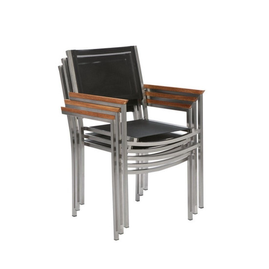 BERDEDA stackable dining armchair, Black batyline sling BERDEDA stackable dining armchair, Black batyline sling
