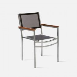 BERDEDA stackable dining armchair, Black batyline sling