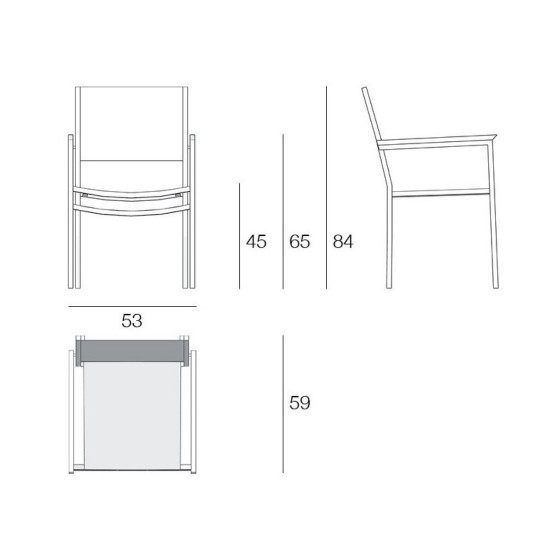 BERDEDA stackable dining armchair, Black batyline sling BERDEDA stackable dining armchair, Black batyline sling