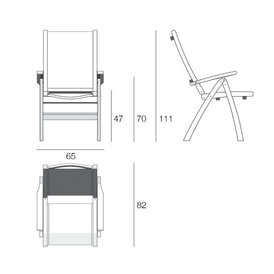 Adjustable dining armchair 5 position Macao