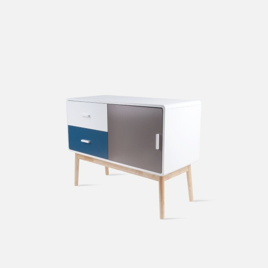 TV cabinet, W100, Neat blue & warm grey [Just Displayed] 