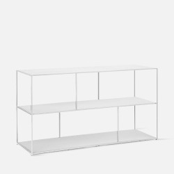 SIMP Two Layers with Grids Metal Shelf, Matt White