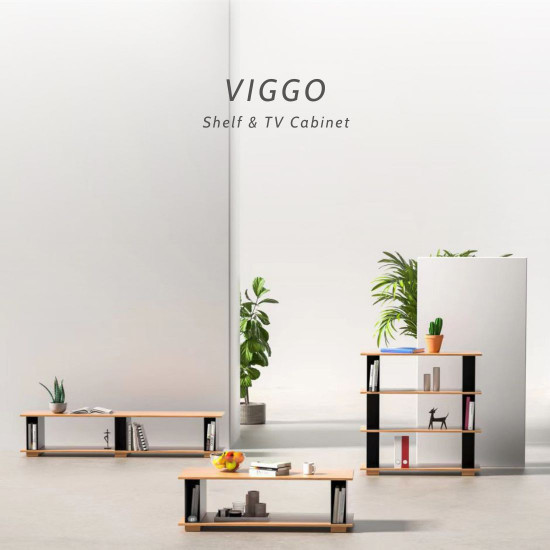 VIGGO Metal Shelf 3 layers, Oak, H100 [SALE]